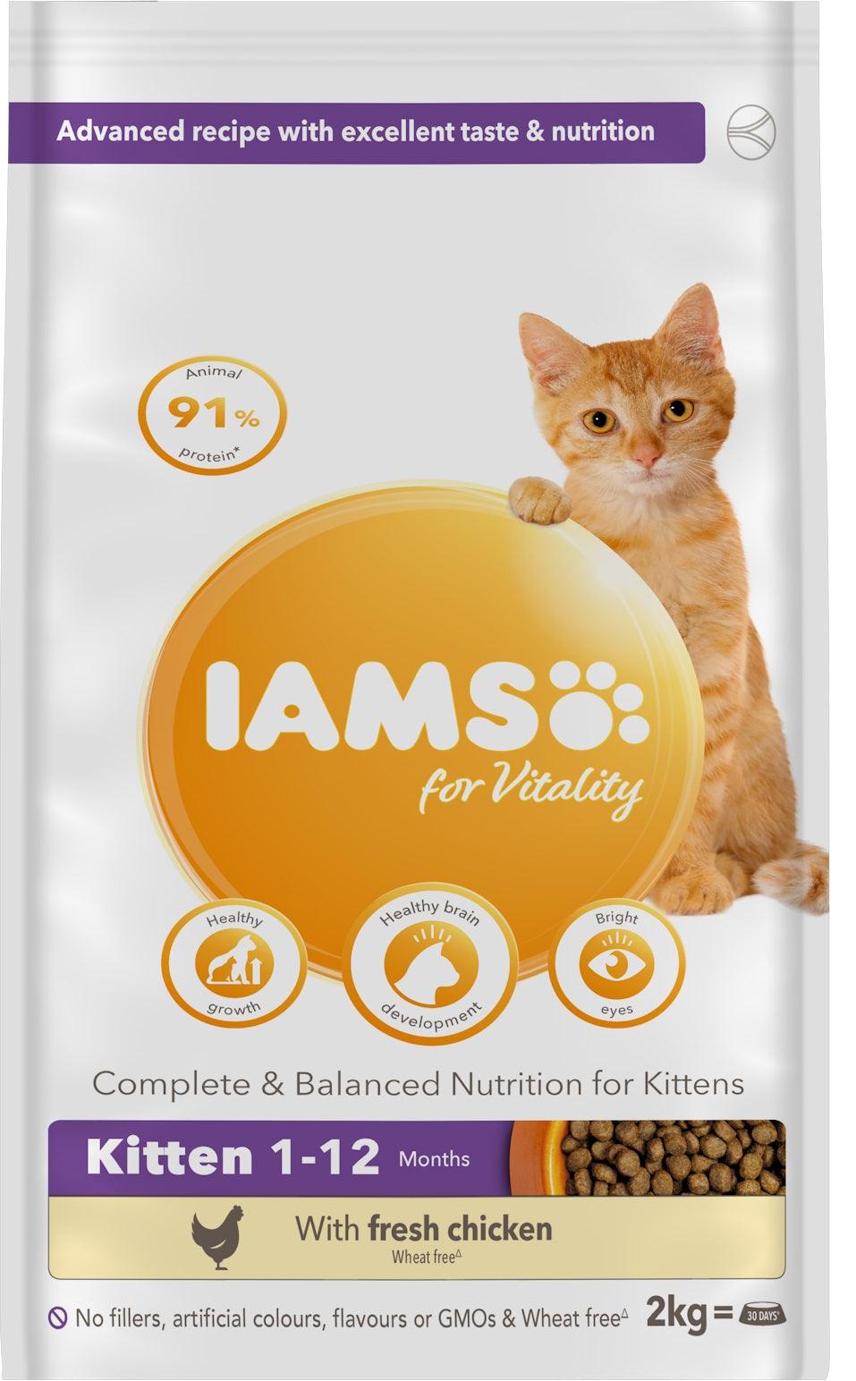 Iams Kitten Vitality Chicken 2x2kg - North East Pet Shop Iams