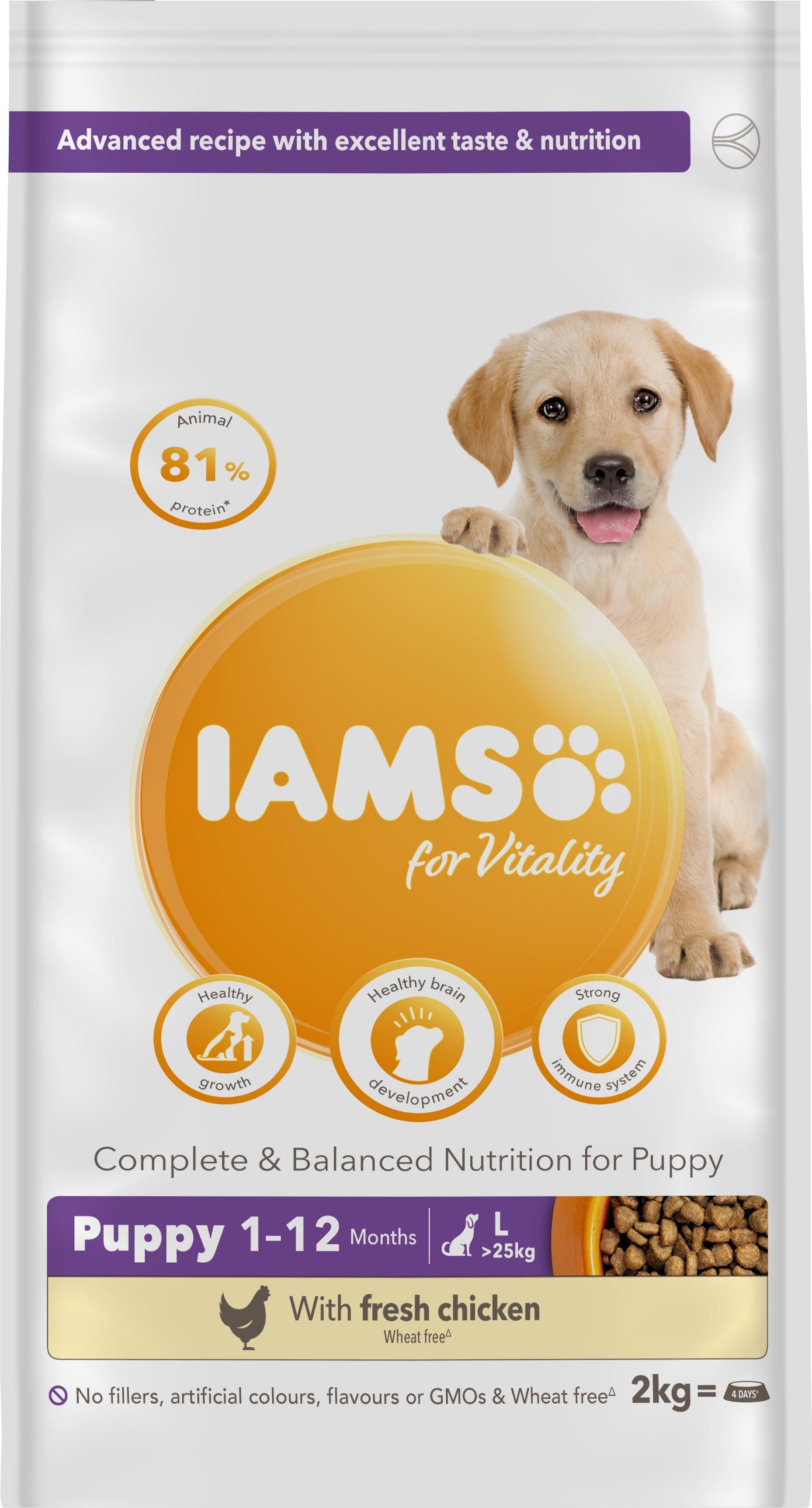 Iams Puppy Vitality Large Chick 2x2kg - North East Pet Shop Iams