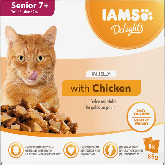 Iams Senior Delight Chicken Jelly 8x85g - North East Pet Shop Iams