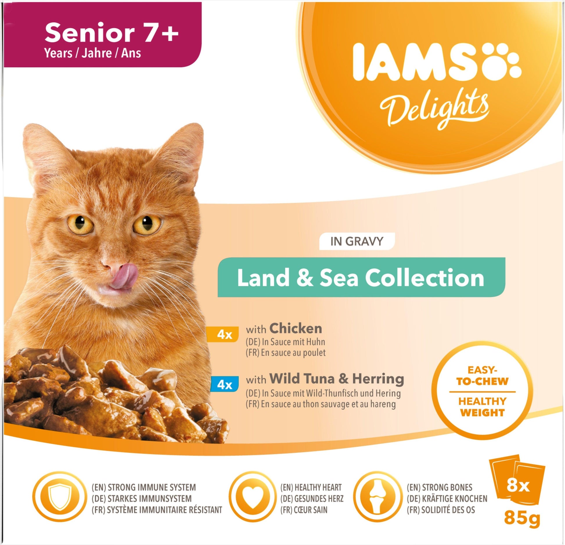 Iams Senior Delight Land&Sea Gravy 8x85g - North East Pet Shop Iams