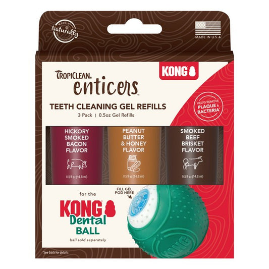 KONG TropiClean Enticers Teeth Cleaning Gel Variety Pack for KONG Dental Ball