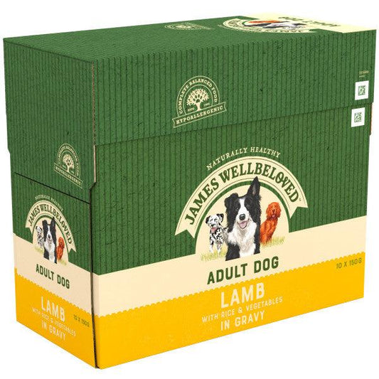 James Wellbeloved Dog Adult Lamb Grvy Pch 4x10x150g - North East Pet Shop James Wellbeloved