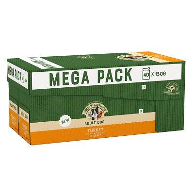 James Wellbeloved Dog Adult Turkey Pouches Mega 40x150g - North East Pet Shop James Wellbeloved