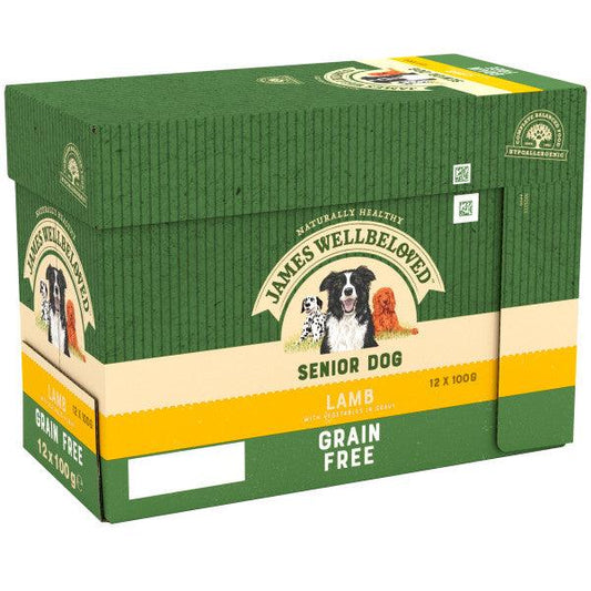 James Wellbeloved Dog Senior Grain Free Lamb Grv Pch 4x12x100g - North East Pet Shop James Wellbeloved