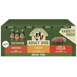 James Wellbeloved Grain Free Adult Wet Dog Food Tins Turkey, Lamb & Chicken in Loaf 12pk, 400g - North East Pet Shop James Wellbeloved