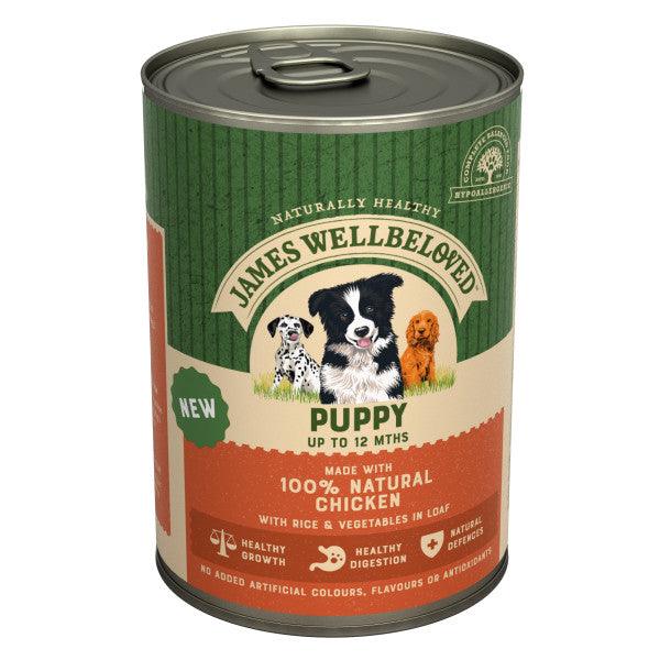 James Wellbeloved Puppy Chicken Loaf Tin 12x400g - North East Pet Shop James Wellbeloved