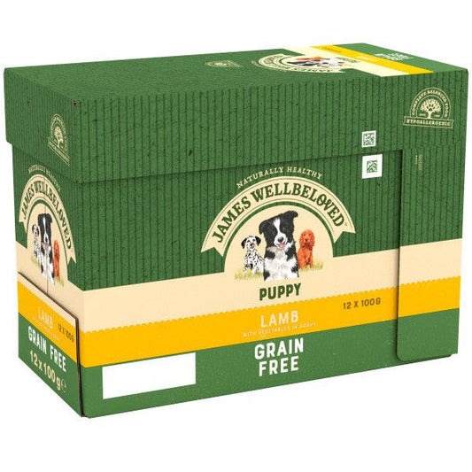 James Wellbeloved Puppy Grain Free Lamb Grvy Pch 4x12x100g - North East Pet Shop James Wellbeloved