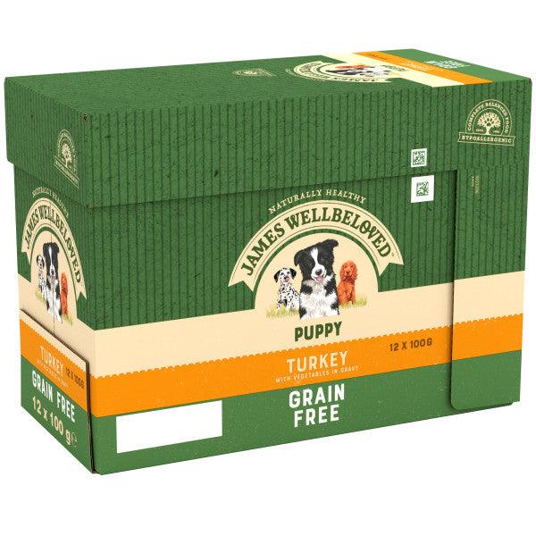 James Wellbeloved Puppy Grain Free Turkey Grvy Pch 4x12x100g - North East Pet Shop James Wellbeloved