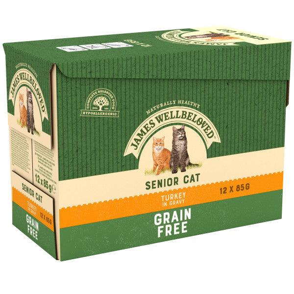 James Wellbeloved Senior Cat Turkey in Gravy Pouches 12 x 85g - North East Pet Shop James Wellbeloved