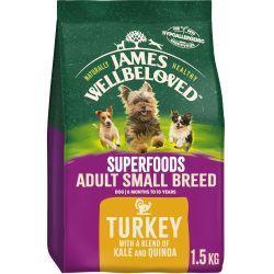 James Wellbeloved Superfoods Adult Small Breed Dry Dog Food Turkey with Kale & Quinoa, 1.5kg - North East Pet Shop James Wellbeloved