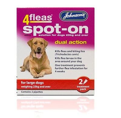 Johnsons 4Fleas Spot-On Dog Large 2pipx6 - North East Pet Shop Johnsons Veterinary Products