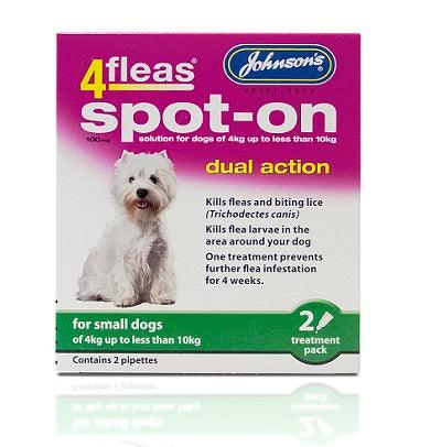 Johnsons 4Fleas Spot-On Dog Small 2pipx6 - North East Pet Shop Johnsons Veterinary Products