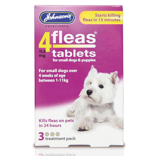 Johnsons 4Fleas Tabs Dog 1-11kg 3x6 - North East Pet Shop Johnsons Veterinary Products