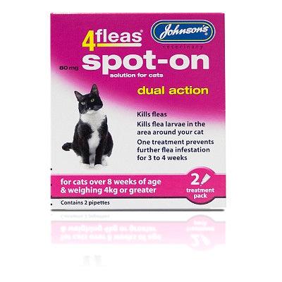 Johnsons Cat 4Fleas Spot-On 4kg< 2Pip x6 - North East Pet Shop Johnsons Veterinary Products