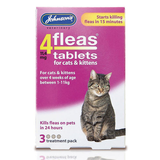 Johnsons Cat Kit 4Fleas 11.4mg 3Tab x6 - North East Pet Shop Johnsons Veterinary Products