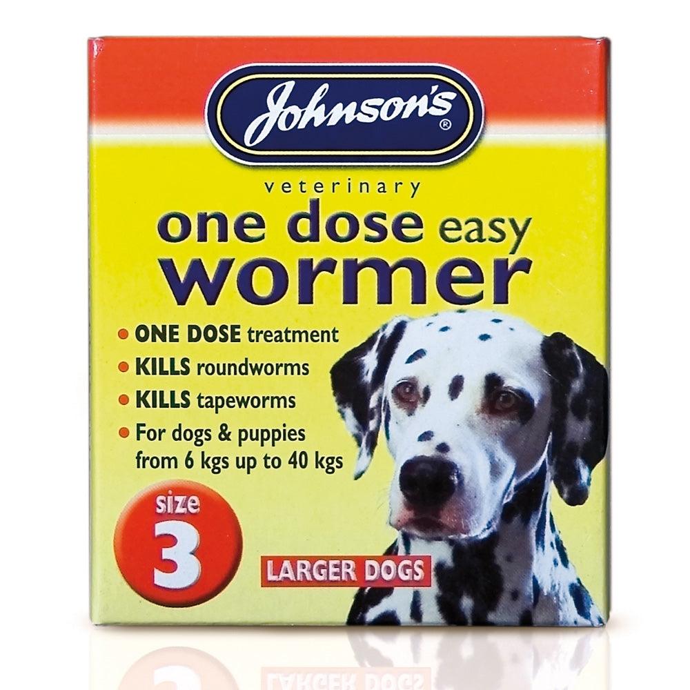 Johnsons Dog 1 Dose Wormer Size 3 4Tab x6 - North East Pet Shop Johnsons Veterinary Products