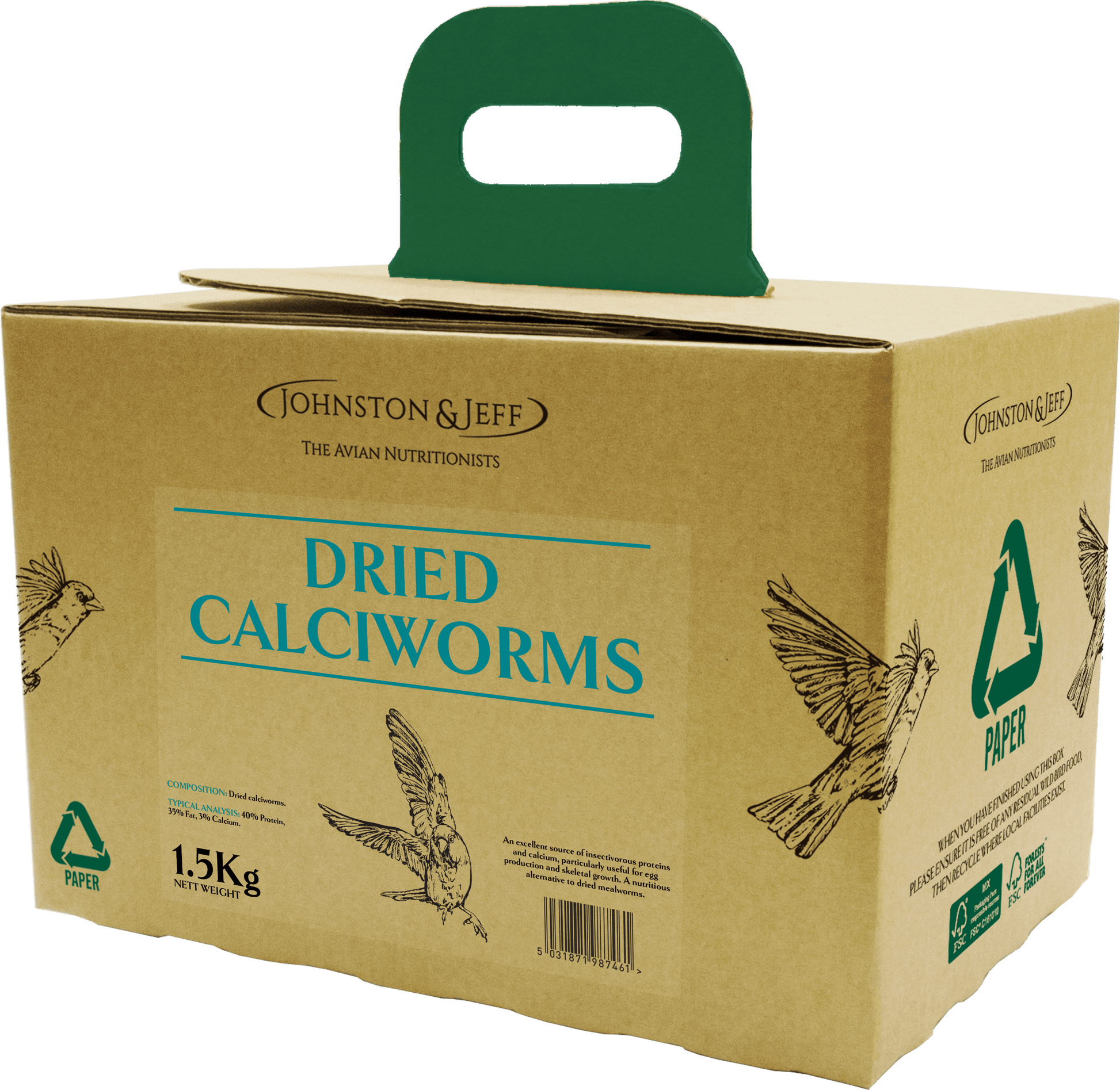 Johnston & Jeff Dried Calciworms in EcoBox - North East Pet Shop Johnston & Jeff