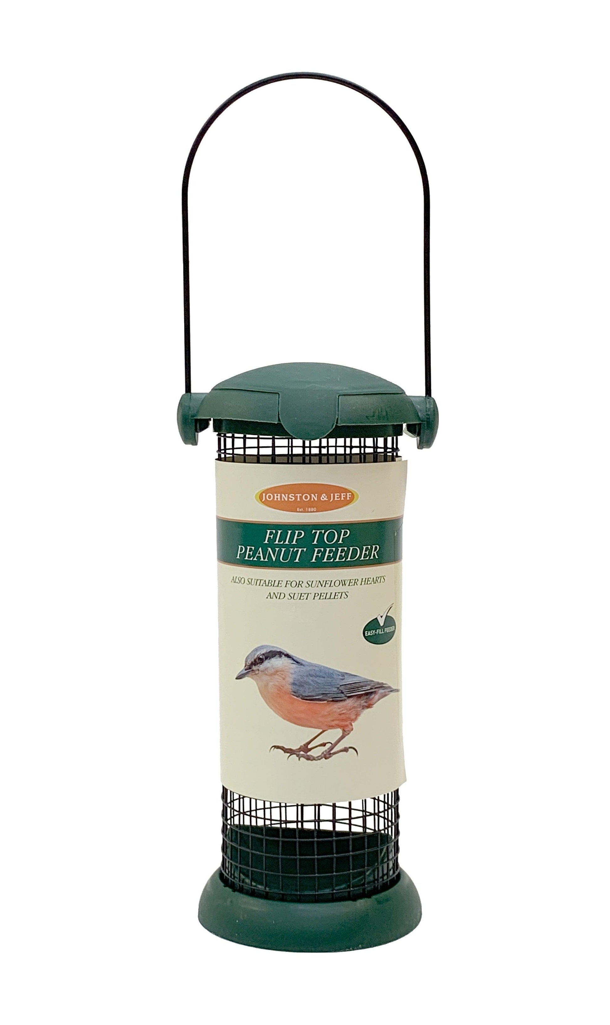 Johnston & Jeff Flip Top Peanut Feeder 20cm - North East Pet Shop Johnston & Jeff