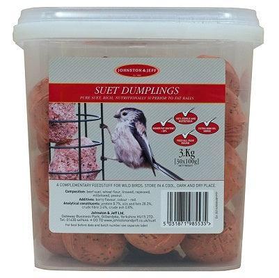 Johnston & Jeff Suet Dumplings Tub 30x100g - North East Pet Shop Johnston & Jeff