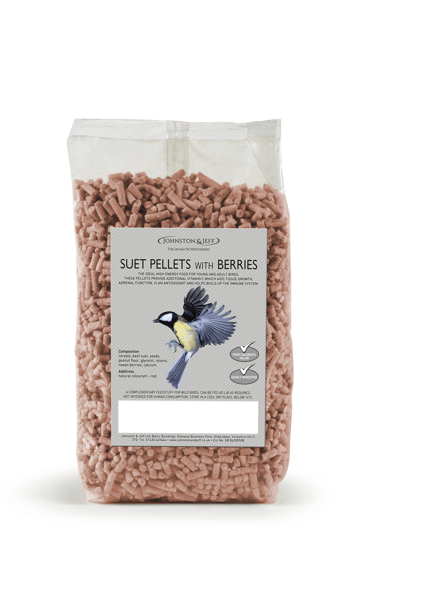 Johnston & Jeff Suet Pellets with Berries 12x1kg - North East Pet Shop Johnston & Jeff