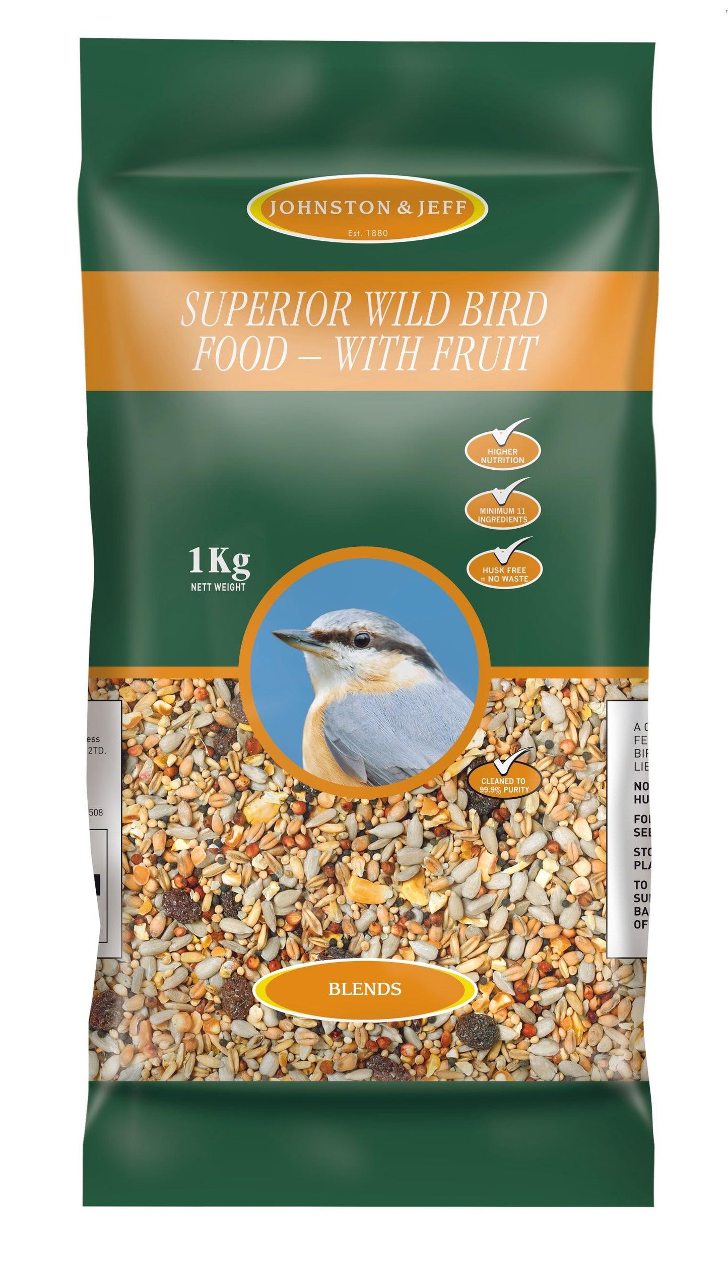 Johnston & Jeff Superior Wild Bird with Fruit 1kg x12 - North East Pet Shop Johnston & Jeff