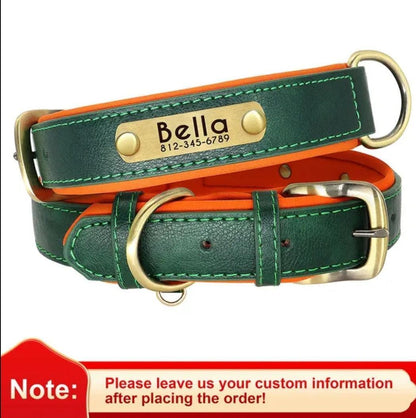 Leather Collar with Custom Tag