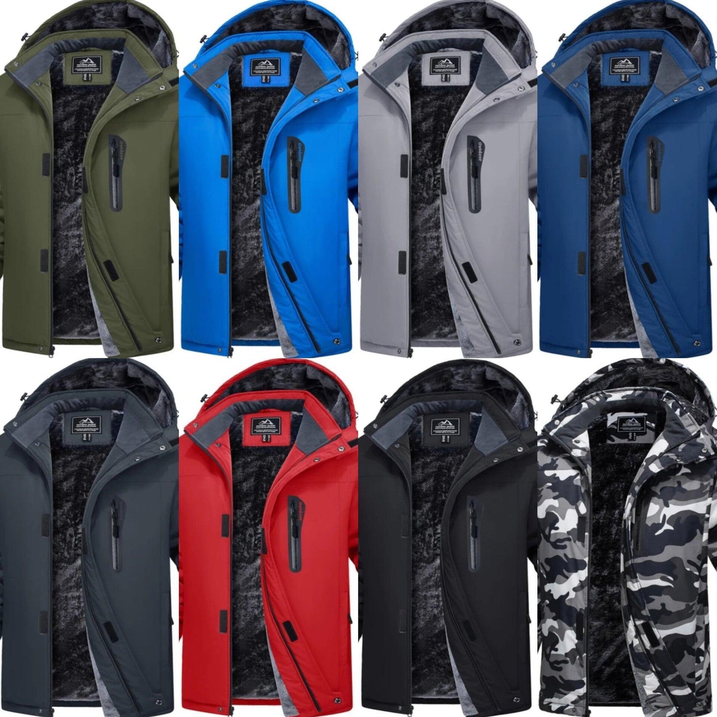 MAGCOMSEN Men's Fleece Thicken Jackets Waterproof Shell Hooded Coats Multi-pockets Winter Hiking Skiing Travel Jacket - North East Pet Shop Dog Shack UK