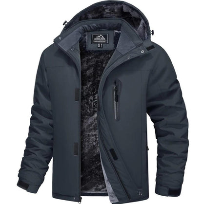 MAGCOMSEN Men's Fleece Thicken Jackets Waterproof Shell Hooded Coats Multi-pockets Winter Hiking Skiing Travel Jacket - North East Pet Shop Dog Shack UK