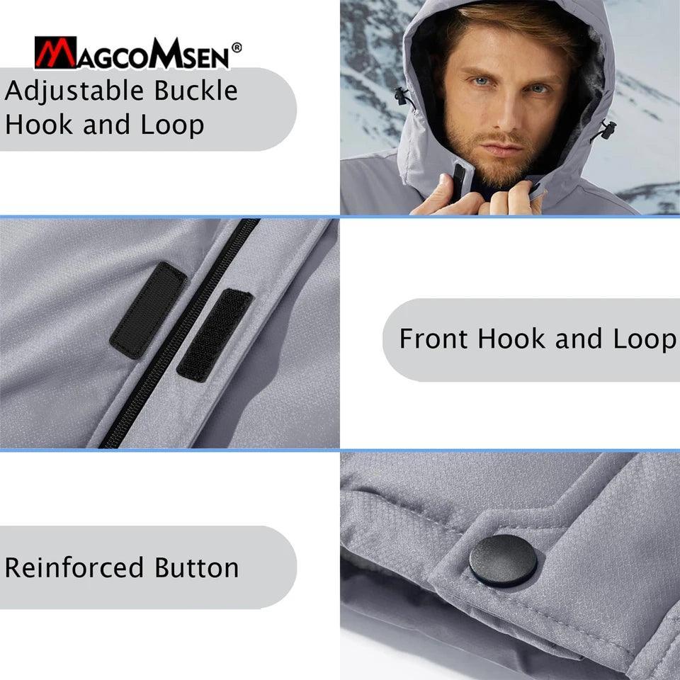 MAGCOMSEN Men's Fleece Thicken Jackets Waterproof Shell Hooded Coats Multi-pockets Winter Hiking Skiing Travel Jacket - North East Pet Shop Dog Shack UK