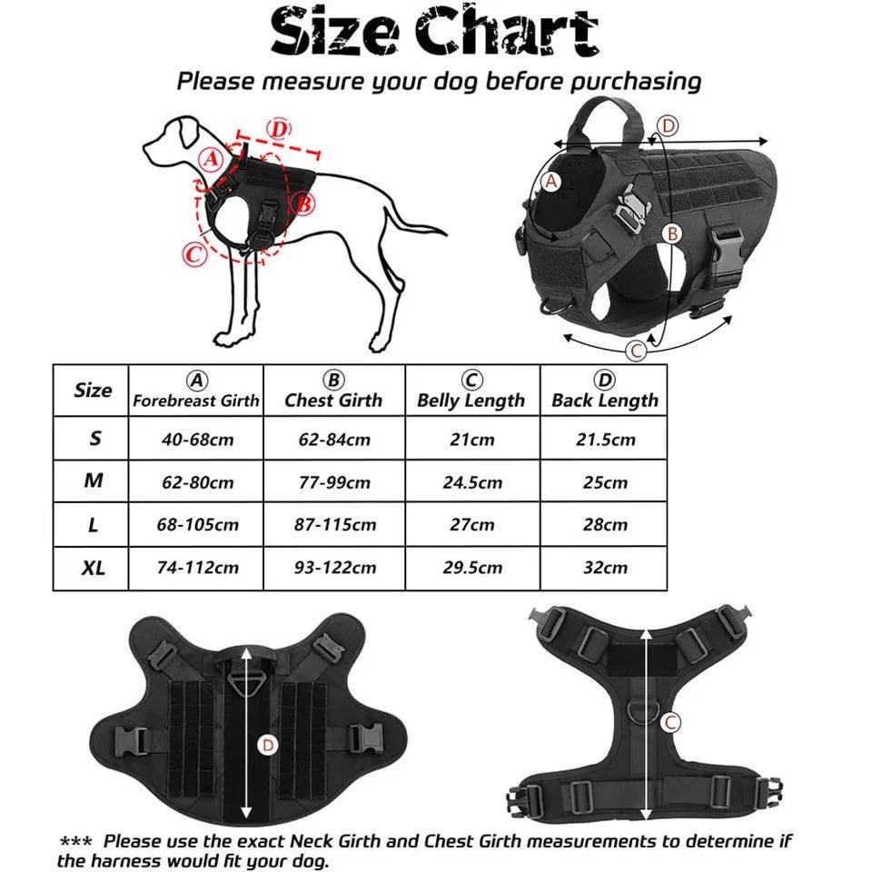 Military Grade Tactical Dog Harness Set