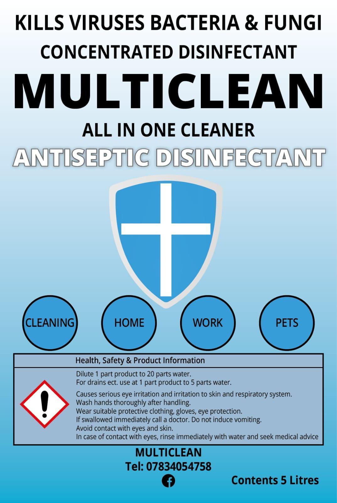 Multiclean Pet Safe Disinfectant Cleaner - 1 Litre - North East Pet Shop Mr. Multiclean