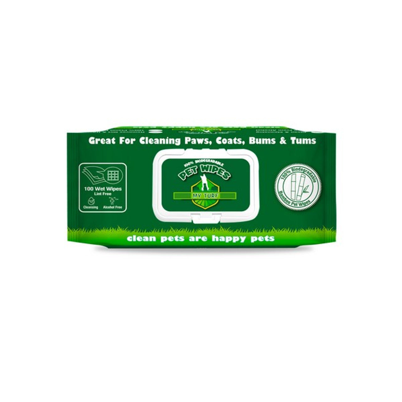 My Turf 100% Biodegradable Pet Wipes 15x20cm 100 pcs per bag - North East Pet Shop My Turf