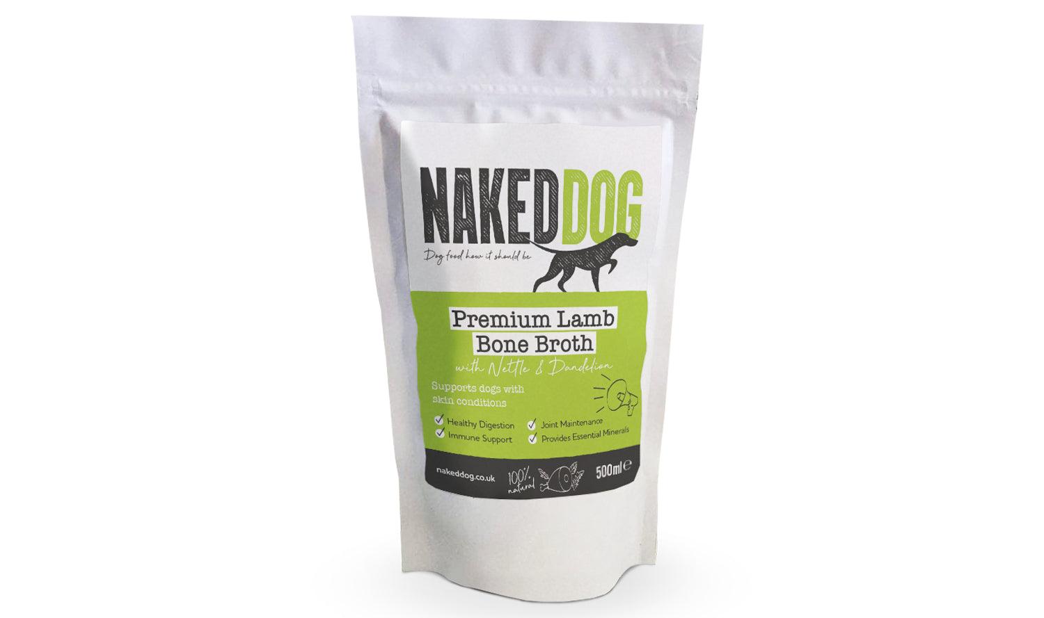 Naked Dog Premium Bone Broth Lamb with Nettle & Dandelion - North East Pet Shop Naked Dog