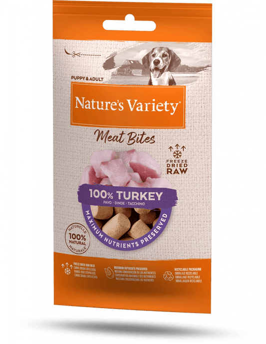 Nature's Variety - FREEZE DRIED MEAT BITES 100% TURKEY FOR ADULT DOGS - North East Pet Shop Nature's Variety