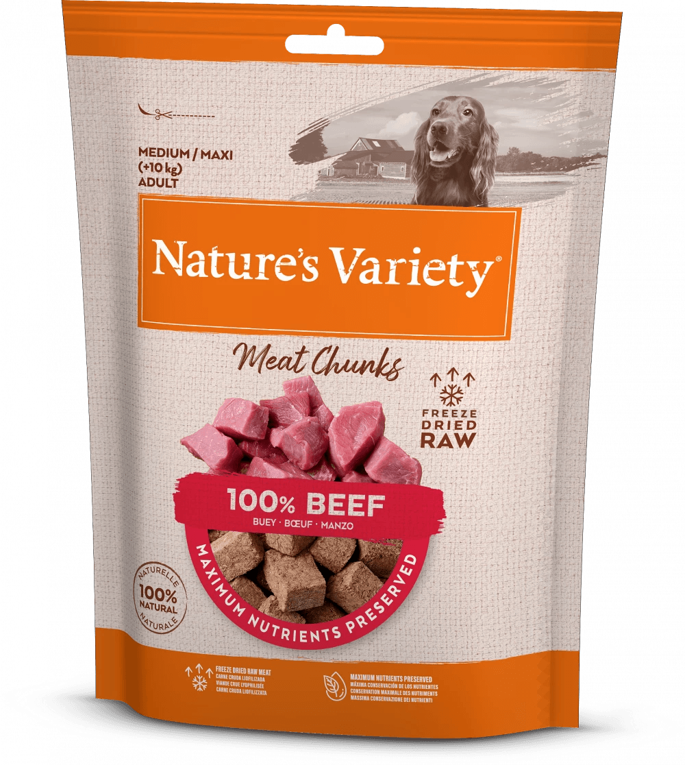 Nature's Variety - FREEZE DRIED MEAT CHUNKS 100% BEEF CHUNKS FOR ADULT DOGS - North East Pet Shop Nature's Variety