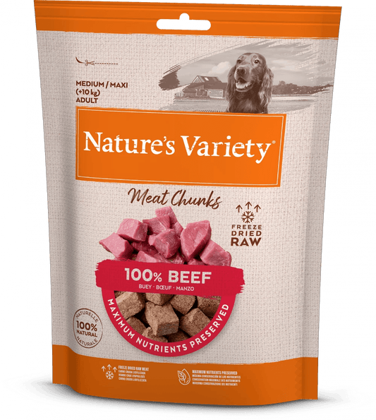 Nature's Variety - FREEZE DRIED MEAT CHUNKS 100% BEEF CHUNKS FOR ADULT DOGS - North East Pet Shop Nature's Variety