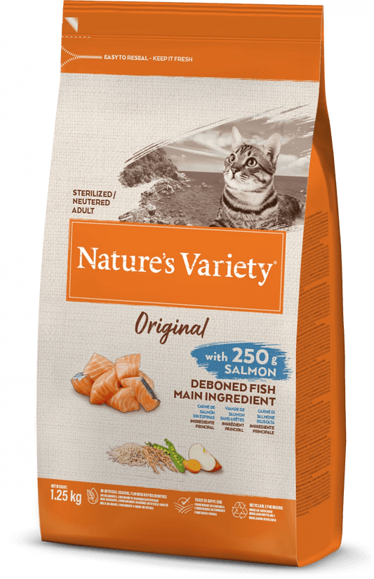 Nature's Variety - ORIGINAL DRY ORIGINAL STERILISED SALMON FOR ADULT CATS 1.25kg - North East Pet Shop Nature's Variety