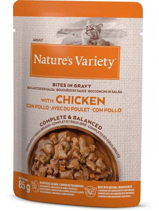 Nature's Variety - ORIGINAL PÂTÉ CHICKEN BITES IN GRAVY FOR ADULT CATS 85g - North East Pet Shop Nature's Variety