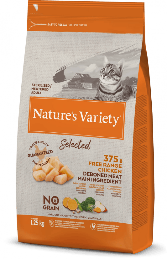 Nature's Variety - SELECTED DRY FREE RANGE CHICKEN FOR ADULT CATS 1.25kg - North East Pet Shop Nature's Variety
