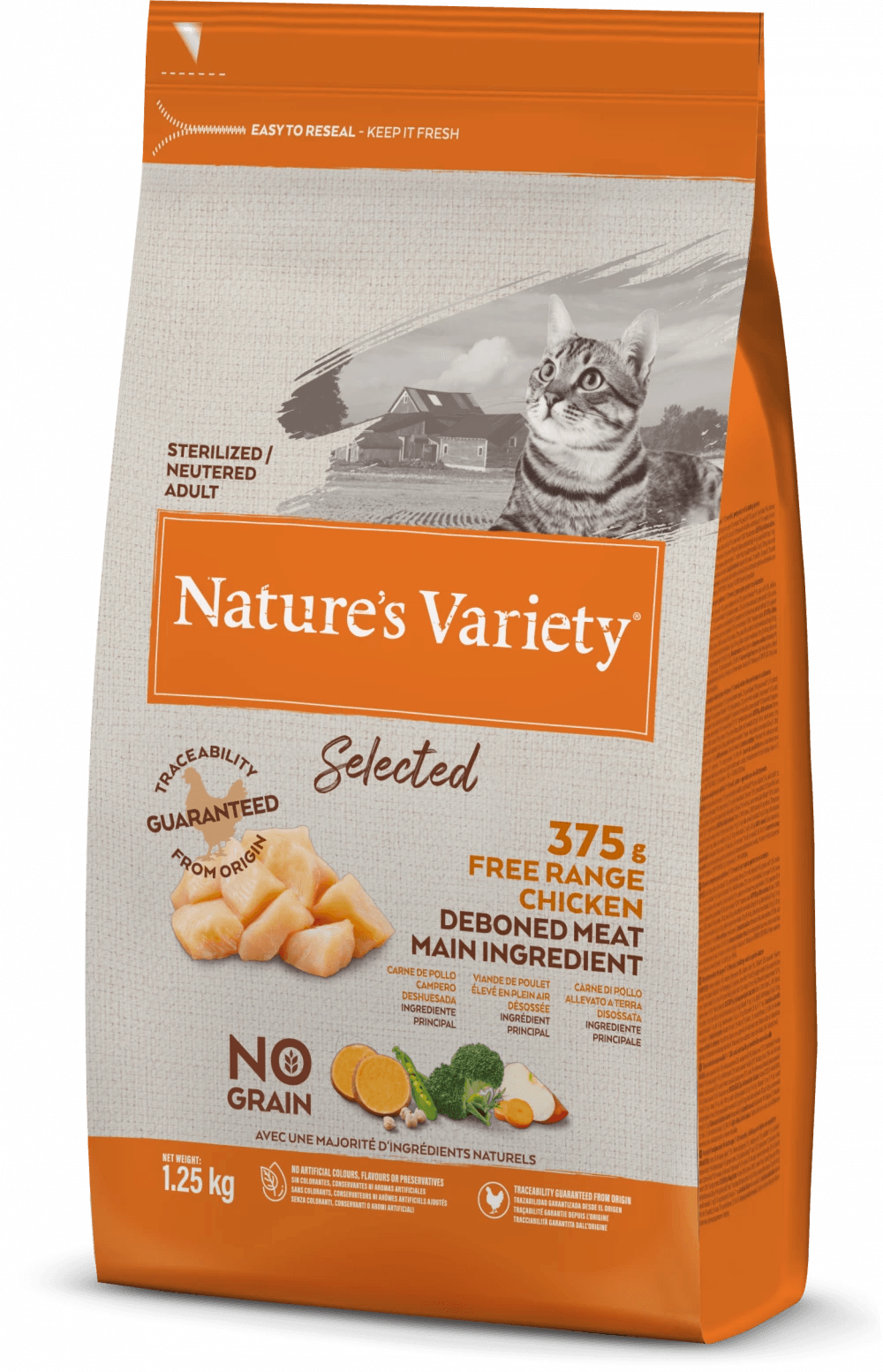 Nature's Variety - SELECTED DRY FREE RANGE CHICKEN FOR ADULT CATS 1.25kg - North East Pet Shop Nature's Variety
