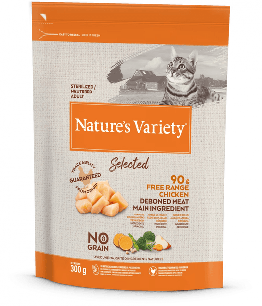 Nature's Variety - SELECTED DRY FREE RANGE CHICKEN FOR ADULT CATS 300g - North East Pet Shop Nature's Variety