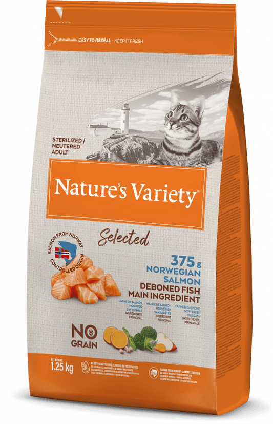 Nature's Variety - SELECTED DRY NORWEGIAN SALMON FOR ADULT CATS 1.25kg - North East Pet Shop Nature's Variety