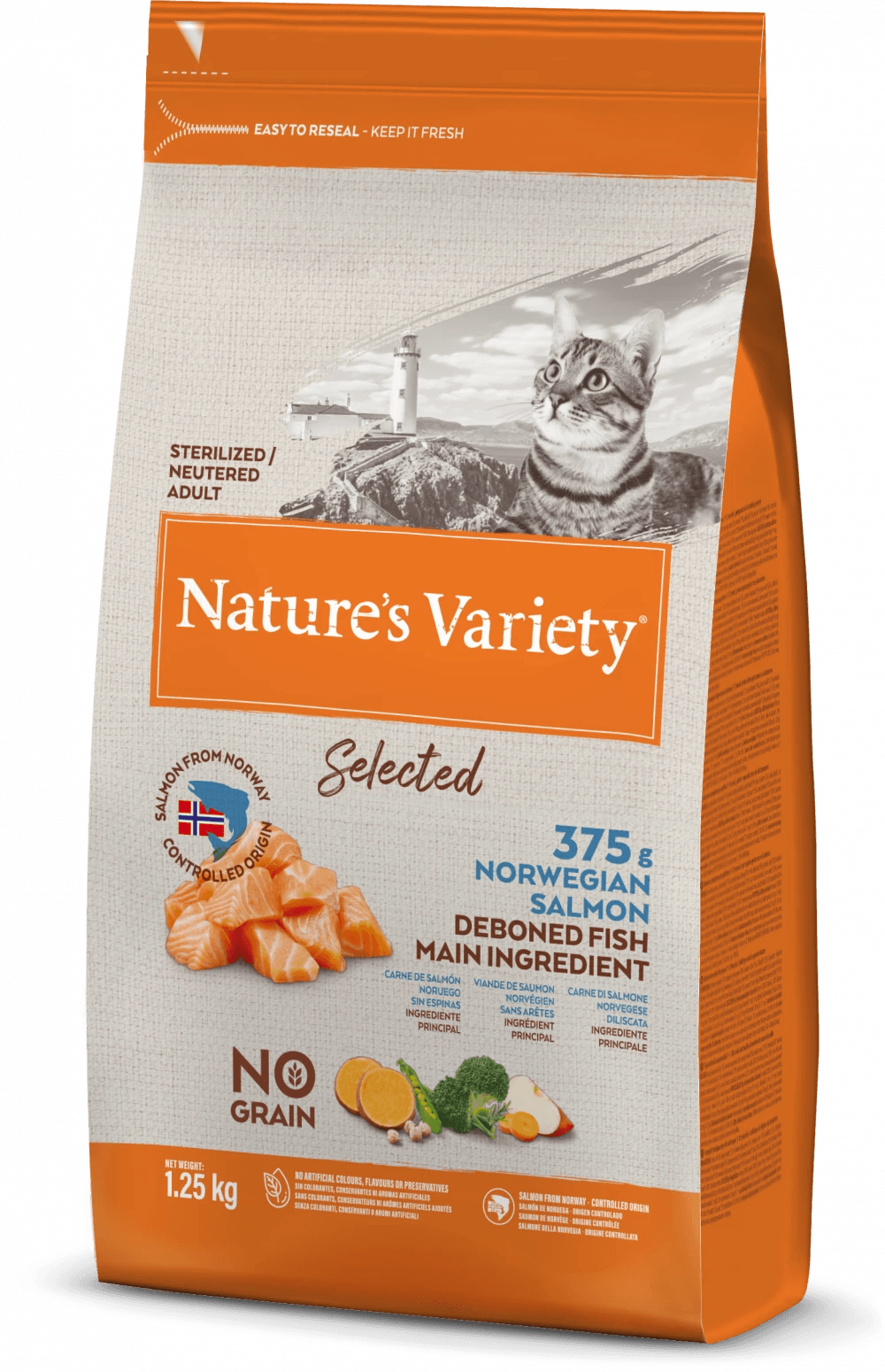 Nature's Variety - SELECTED DRY NORWEGIAN SALMON FOR ADULT CATS 1.25kg - North East Pet Shop Nature's Variety