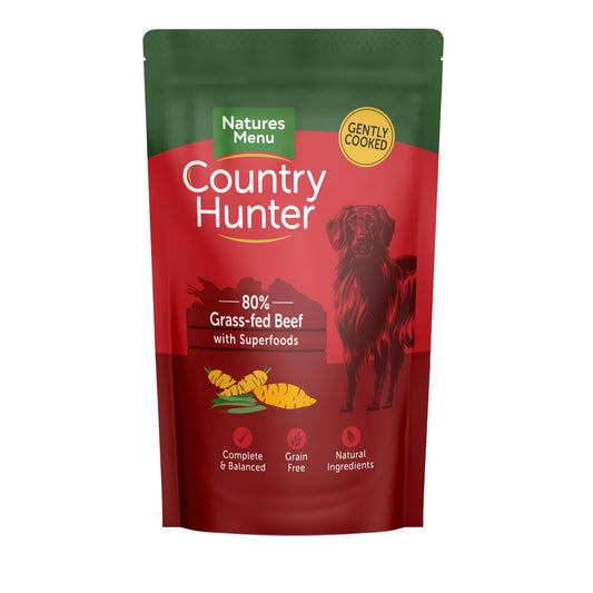 Natures Menu Ctry Hunter Dog Pch Beef 3x6x150g - North East Pet Shop Natures Menu