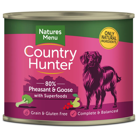 Natures Menu Ctry Hunter Dog Tins Pheasant &Goose 6x600g - North East Pet Shop Natures Menu