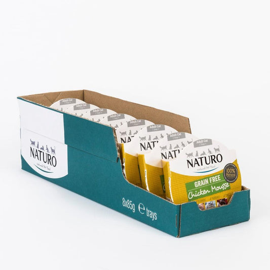 Naturo Adult Cat Grain Free Chicken Mousse Trays 8 x 85g - North East Pet Shop Naturo