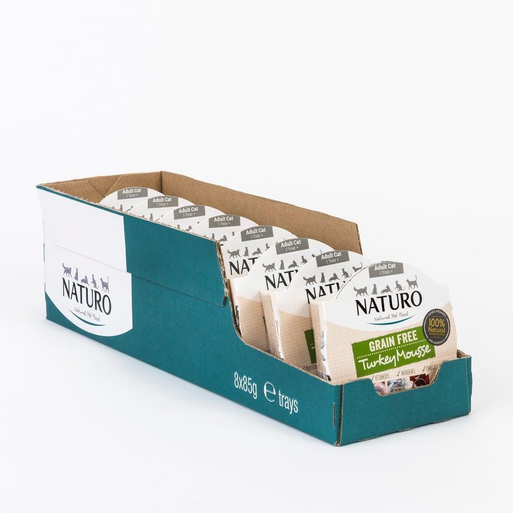 Naturo Adult Cat Grain Free Turkey Mousse Trays 8 x 85g - North East Pet Shop Naturo