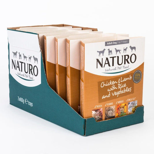 Naturo Adult Chicken & Lamb with Rice & Veg Trays 400g - North East Pet Shop Naturo