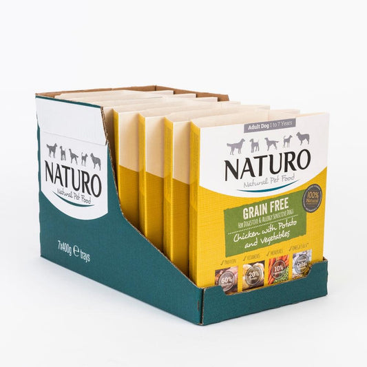 Naturo Adult Grain Free Chick P&V Tray 7x400g - North East Pet Shop Naturo