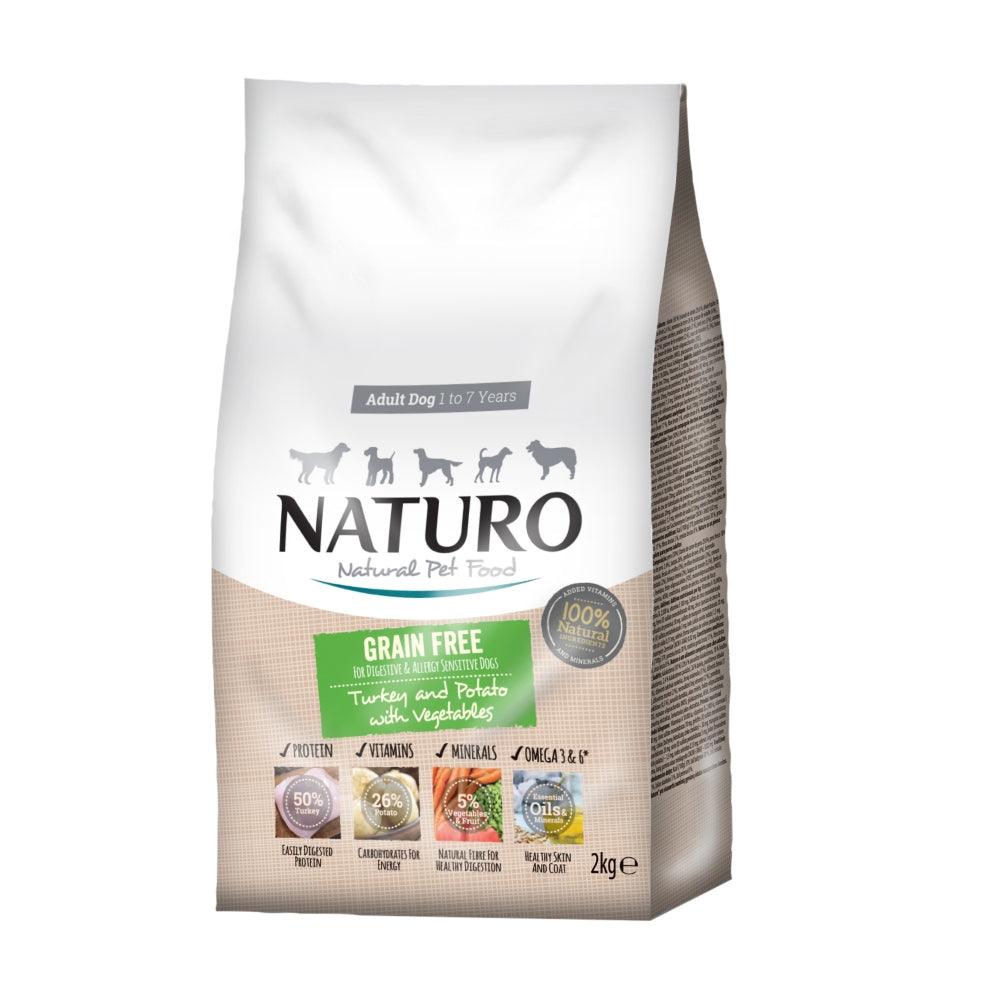 Naturo Adult Grain Free Turkey P&V 4x2kg - North East Pet Shop Naturo